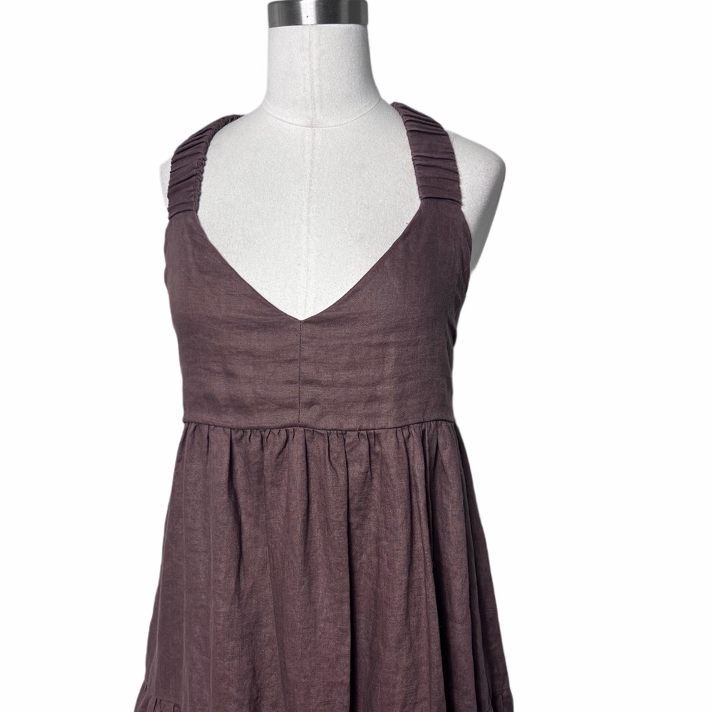 DISSH Brown Tiered Midi Linen Dress - Picture 5 of 9